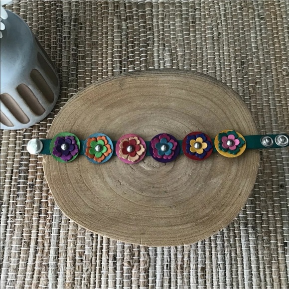LAST 1! NEW 100% Leather Daisy Bracelet Handmade Mexico Boho 2-Snap Festival - Picture 12 of 12